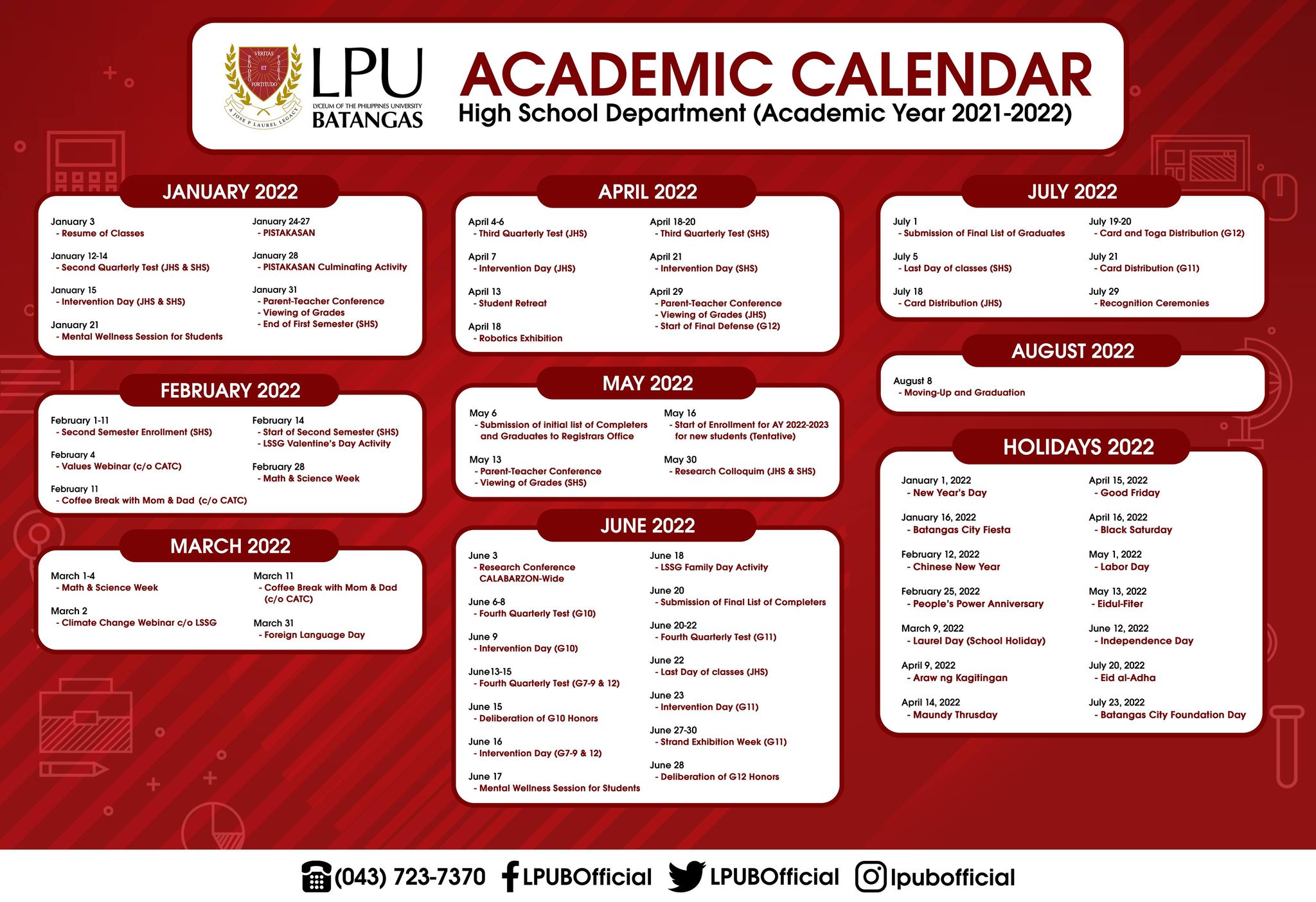 Academic Calendar Lyceum of the Philippines University Batangas