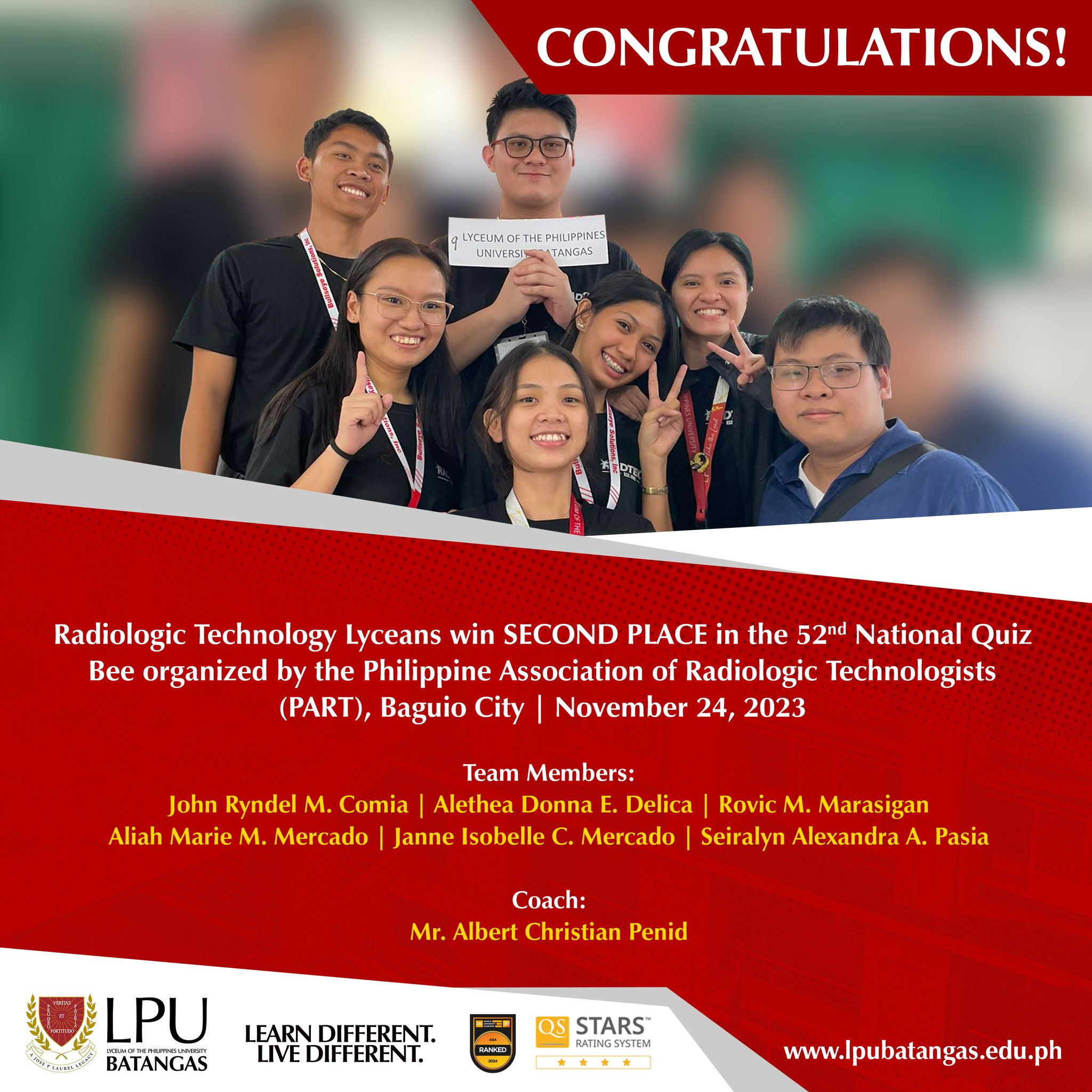 LPU-B Radiologic Technology Students Earn Second Place In 52nd National ...